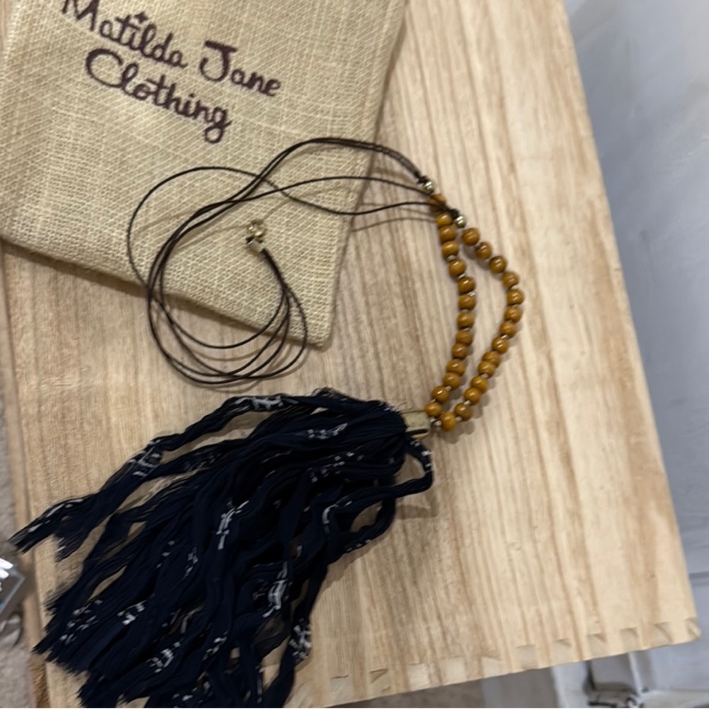 Matilda Jane Brown Beaded Necklace with Black Tassel